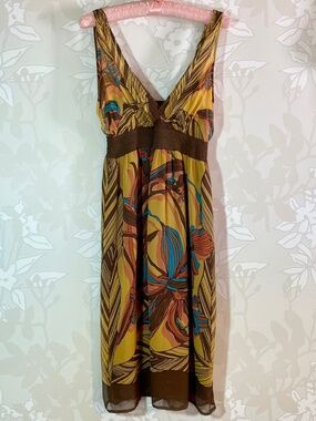 Arden B. Silk Floral Empire Waist Midi Dress XS